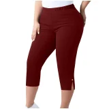 EVE Plus Size Solid Color Split Seventh Pants GYZY-66811