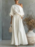 EVE Solid Color Half Sleeve Two Piece Pants Set GWDS-260322