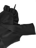 EVE Plus Size V Neck Ruffles Slash Shoulder Midi Dress GKEN-ADR051203