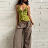 EVE V Neck Halterneck Tie Up Tops DLSF-K6L04501A
