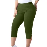 EVE Plus Size Solid Color Split Seventh Pants GYZY-66811