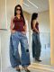 EVE Plus Size Holes Loose Wide Leg Jeans GYLN-4947