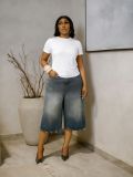 EVE Plus Size Washed Wide Leg Seventh Jeans GYLN-0758