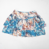 EVE Halterneck Print Tops Ruffled Skirt Set GSZM-D26ST069