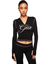 EVE Long Sleevel Print Hooded Flare Pants 2 Piece Set GXZY-Xy2507