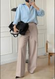 EVE Solid Color Irregular Straight Pants QODY-6076