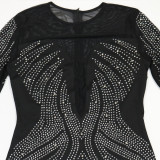 EVE Mesh Patchwork Hot Drill Mini Dress CYA-902199