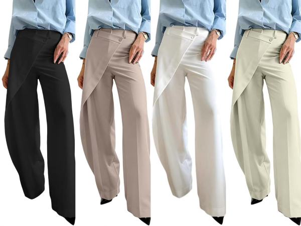 EVE Solid Color Irregular Straight Pants QODY-6076