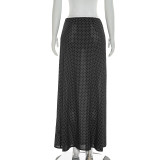 EVE Polka-dot Print Chiffon Straight Midi Skirt GSZM-D26SK076