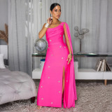 EVE Sexy Sleeveless Single Shoulder Maxi Dress CYA-902277