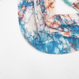 EVE Halterneck Print Tops Ruffled Skirt Set GSZM-D26ST069