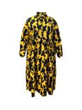 EVE Plus Size Print Long Sleeve Maxi Dress GAWE-6552