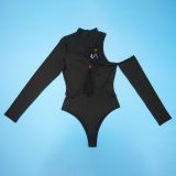 EVE Solid Color Irregular Long Sleeve Bodysuit Long Skirt Suit YF-10802