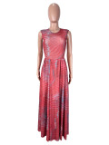 EVE Print Sleeveless Bodysuit  Long Skirts 2 Piece Set SHD-9966