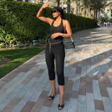 EVE Solid Color Halterneck Backless Seventh Jumpsuit GYME-K6Q02682A