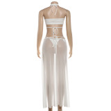 EVE Sexy Tie Up Bikinis+Mesh Long Skirts 3 Piece Swimsuit GYME-K6S03225A