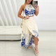 EVE Print Halterneck Backless Long Skirt 2 Piece Set SHD-9967
