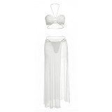 EVE Sexy Tie Up Bikinis+Mesh Long Skirts 3 Piece Swimsuit GYME-K6S03225A