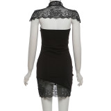 EVE Lace Shawl-Neck Strapless Solid-Color Two-Piece Dress Set GYME-K25S88244