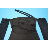 EVE Mesh See Through Mesh Patchwork Maxi Dress YF-20045