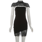 EVE Lace Shawl-Neck Strapless Solid-Color Two-Piece Dress Set GYME-K25S88244