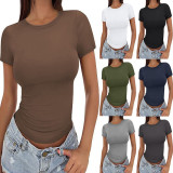 EVE Plus Size Short Sleeve Solid Color T Shirt GYWO-55001