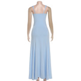 EVE Solid Color Backless Maxi Dress GYME-K6D03508A