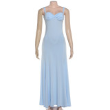 EVE Solid Color Backless Maxi Dress GYME-K6D03508A