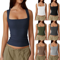EVE Plus Size Square Neck Solid Color Tank Top GYWO-55002