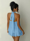 EVE Sexy Backless Solid Color Mini Dress GYWO-55056