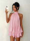 EVE Sexy Backless Solid Color Mini Dress GYWO-55056