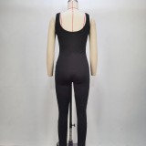 EVE Solid Color Sleeveless Yoga Tight Jumpsuit GPBY-14472