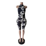 EVE Print Sleeveless Backless Fifth Jumpsuit MEM-88695