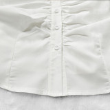 EVE Solid Color Ruched Single Breasted Shirt GPBY-SH827
