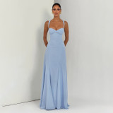 EVE Solid Color Backless Maxi Dress GYME-K6D03508A