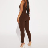 EVE Solid Color Sleeveless Yoga Tight Jumpsuit GPBY-14472