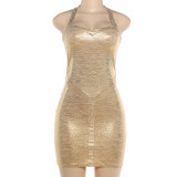 EVE Solid Color Halterneck Bodycon Dress GZJQ-K6D05323A