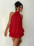 EVE Sexy Backless Solid Color Mini Dress GYWO-55056