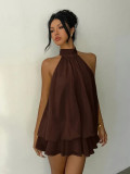 EVE Sexy Backless Solid Color Mini Dress GYWO-55056