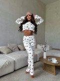 EVE Bell-Sleeve Printed Pants Loungewear 2 Piece Set  GFMC-1815