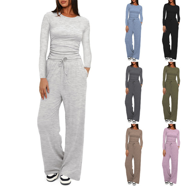 EVE Sport Long Sleeve Solid Color Two Piece Pants Set GYWO-8836