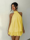 EVE Sexy Backless Solid Color Mini Dress GYWO-55056