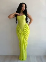 EVE Sleeveless Solid Chiffon Pleated Maxi Dress ZSD-0781