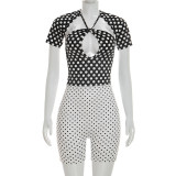 EVE Sexy Polka Dot Print Short Sleeve Rompers GDSF-D26RP081