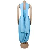 EVE Solid Color Ribbon Sleeveless Split Maxi Dress BY-7659