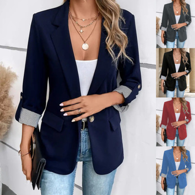 EVE Plus Size Solid Color Casual Blazer Coats GYWO-9907