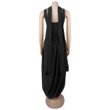 EVE Solid Color Ribbon Sleeveless Split Maxi Dress BY-7659