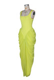 EVE Sleeveless Solid Chiffon Pleated Maxi Dress ZSD-0781