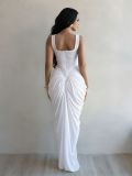 EVE Sleeveless Solid Chiffon Pleated Maxi Dress ZSD-0781