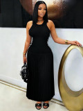 EVE Solid Color Sleeveless Knits Maxi Dress ZSD-0780